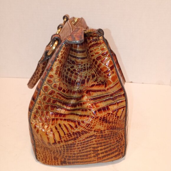 Vintage BRAHMIN ANNABELLE Melbourne Pecan Croc-Embossed Leather Zip-top Satchel - Picture 6 of 15
